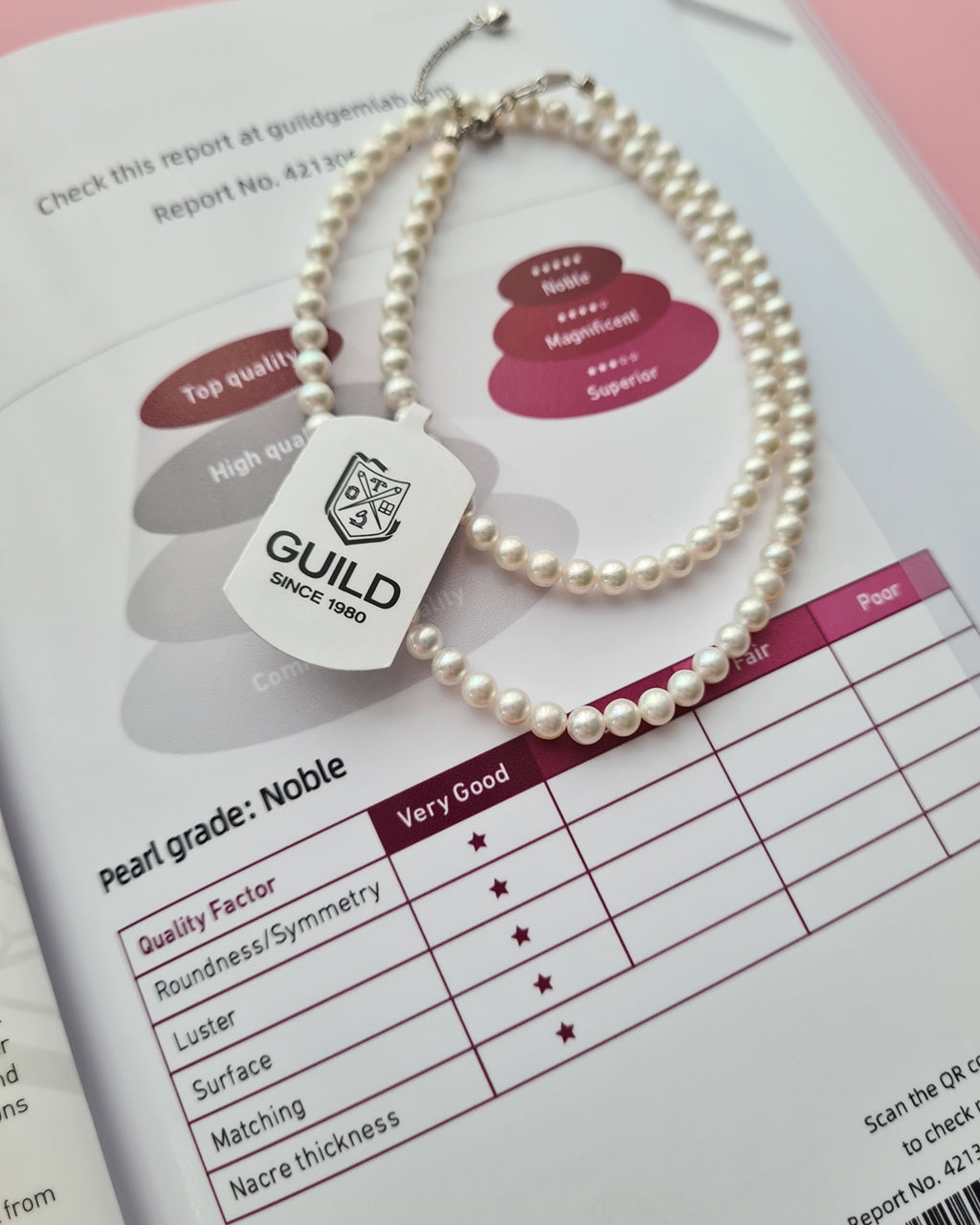 4mm Freshwater Baby Pearl Necklace - with GUILD Certificate, 5 Star Noble Aurora