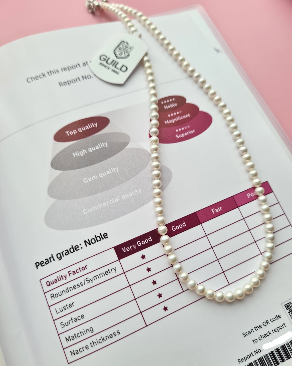 4mm Freshwater Baby Pearl Necklace - with GUILD Certificate, 5 Star Noble Aurora