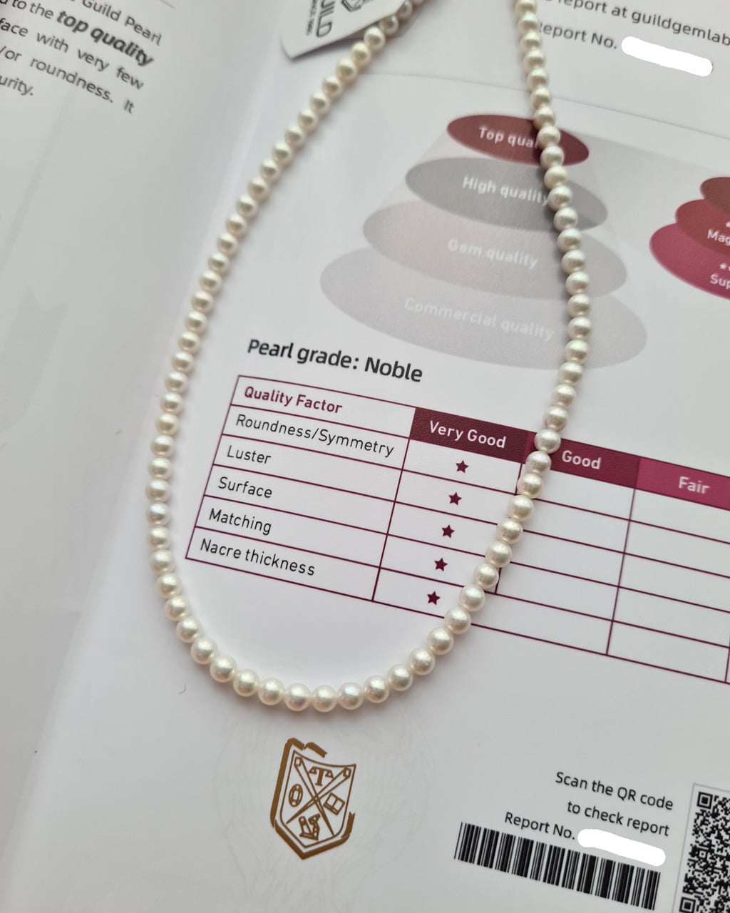 4mm Freshwater Baby Pearl Necklace - with GUILD Certificate, 5 Star Noble Aurora
