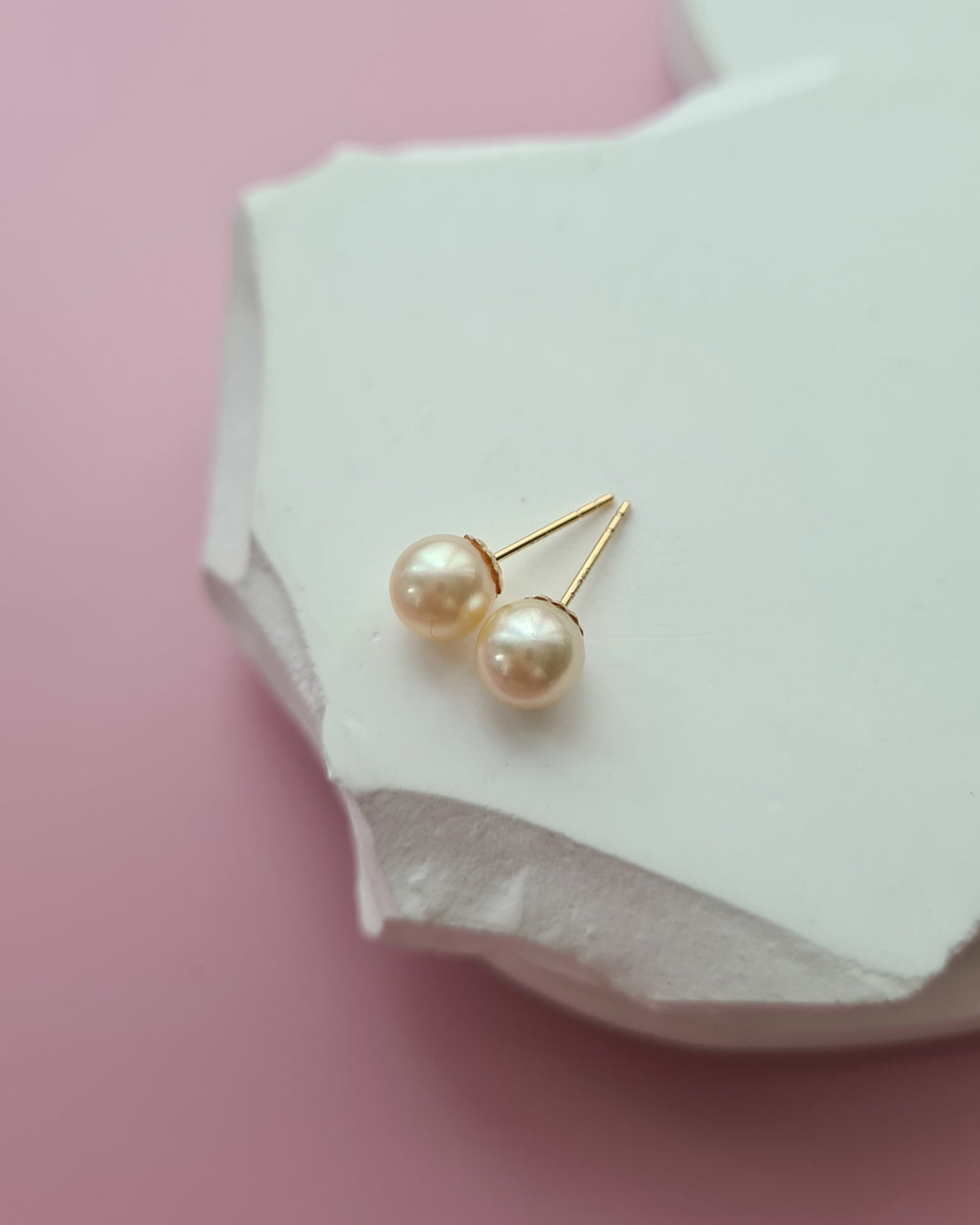 Golden Akoya Pearl 18K Gold Stud Earrings - 5mm to 9mm Fine Pearl Jewelry 