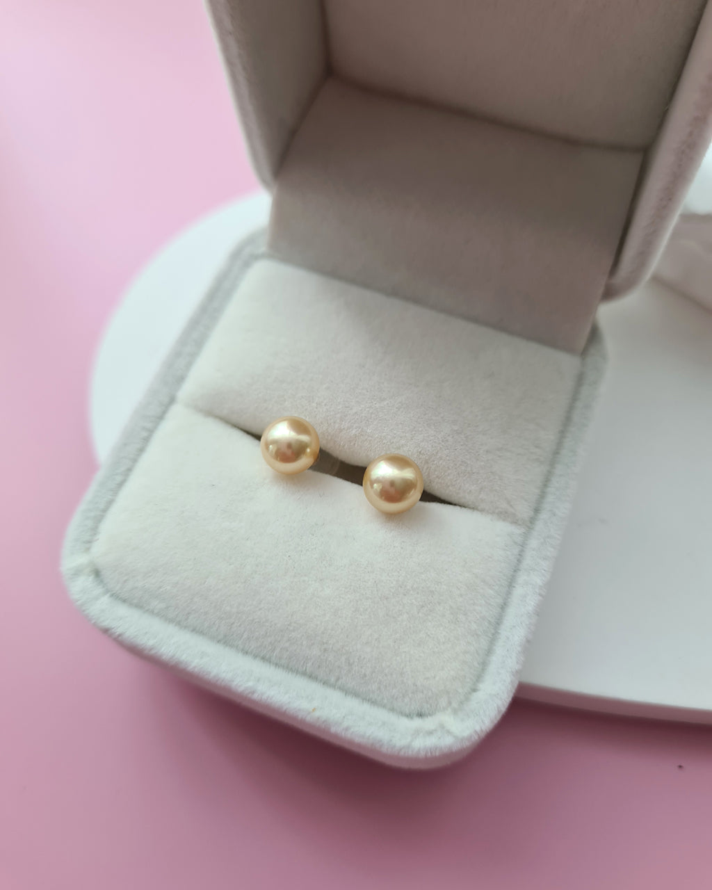 Golden Akoya Pearl 18K Gold Stud Earrings - 5mm to 9mm Fine Pearl Jewelry 