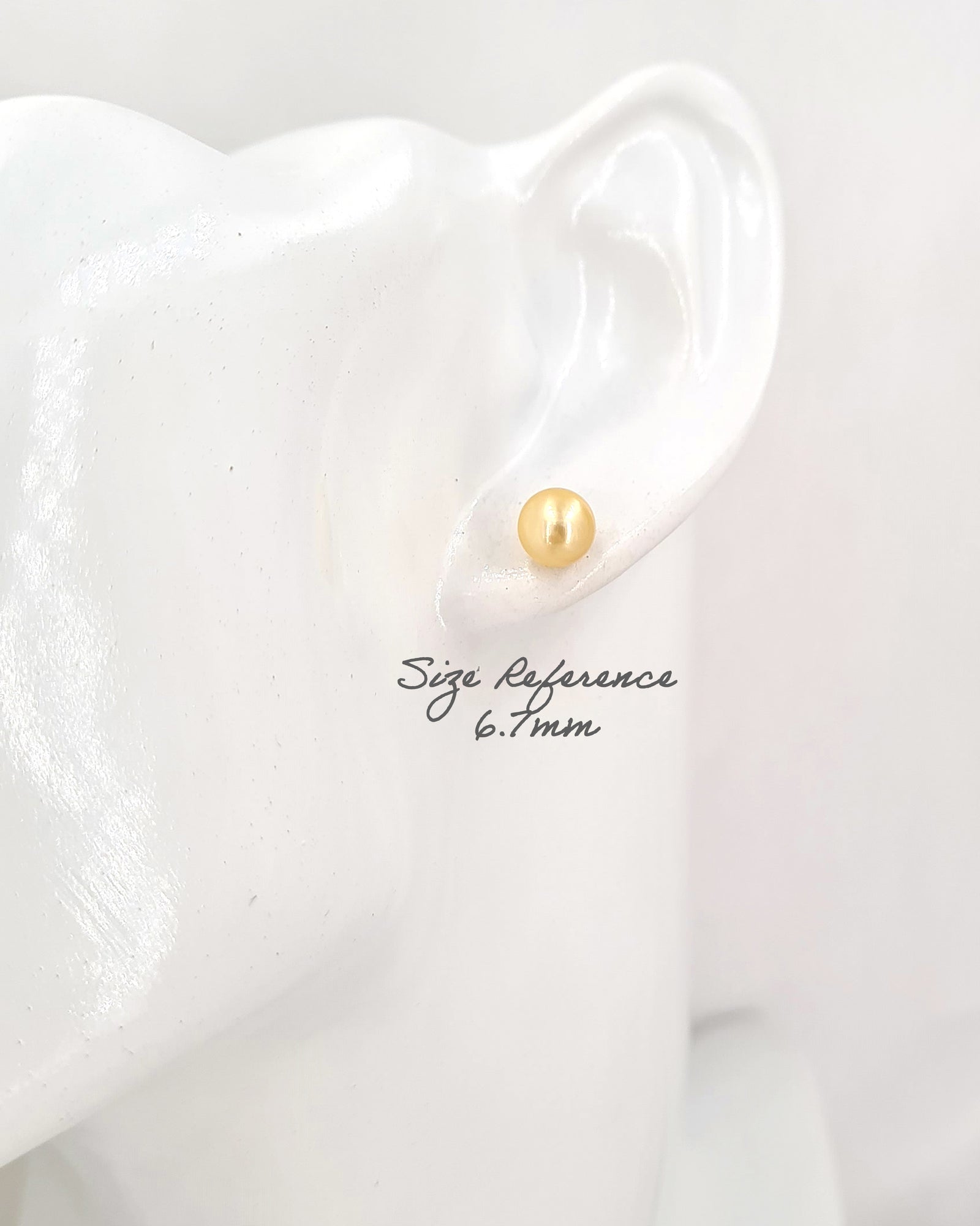 Golden Akoya Pearl 18K Gold Stud Earrings - 5mm to 9mm Fine Pearl Jewelry 