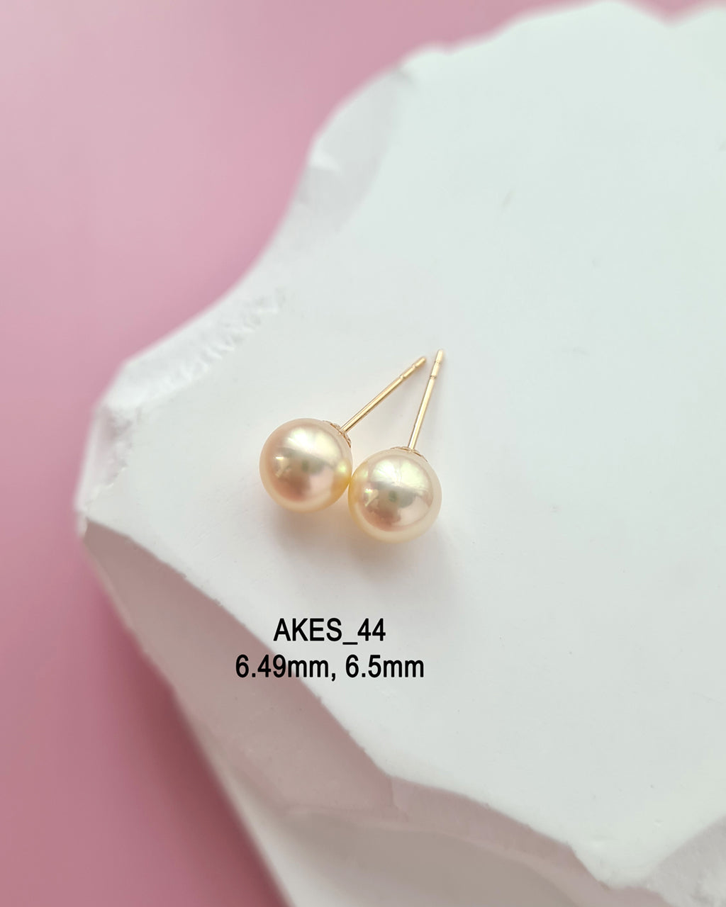 6.49mm Natural Queen Gold Akoya Pearl 18K Gold Stud Earrings - 6mm to 6.5mm