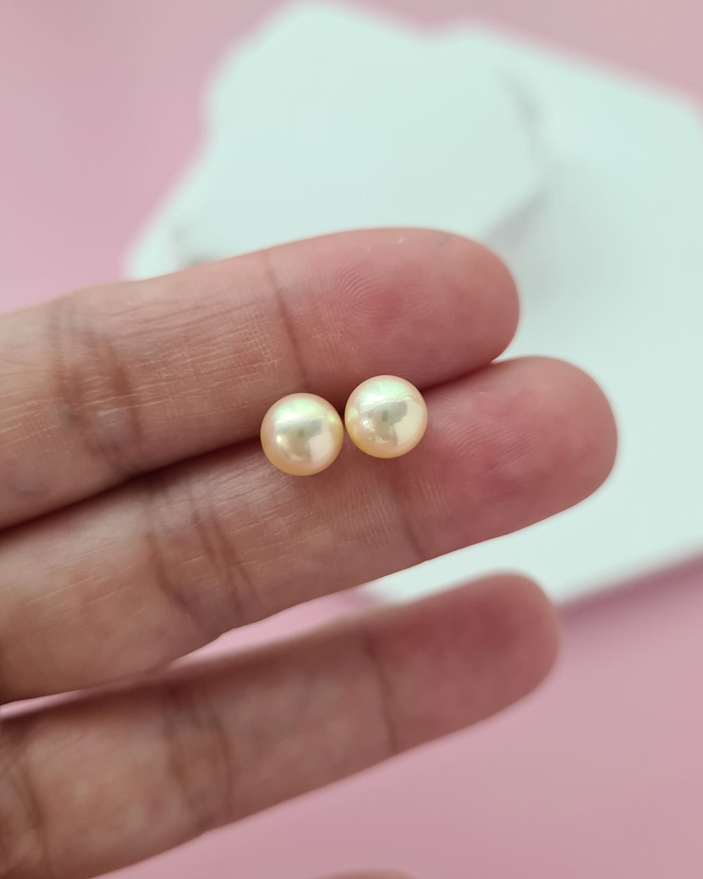 6.49mm Natural Queen Gold Akoya Pearl 18K Gold Stud Earrings - 6mm to 6.5mm