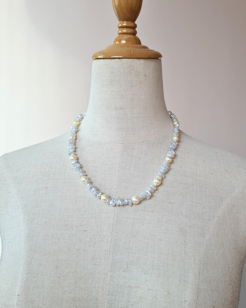Akoya Pearl Necklace Freshwater Keshi Pearl Necklace, Handmade in Singapore