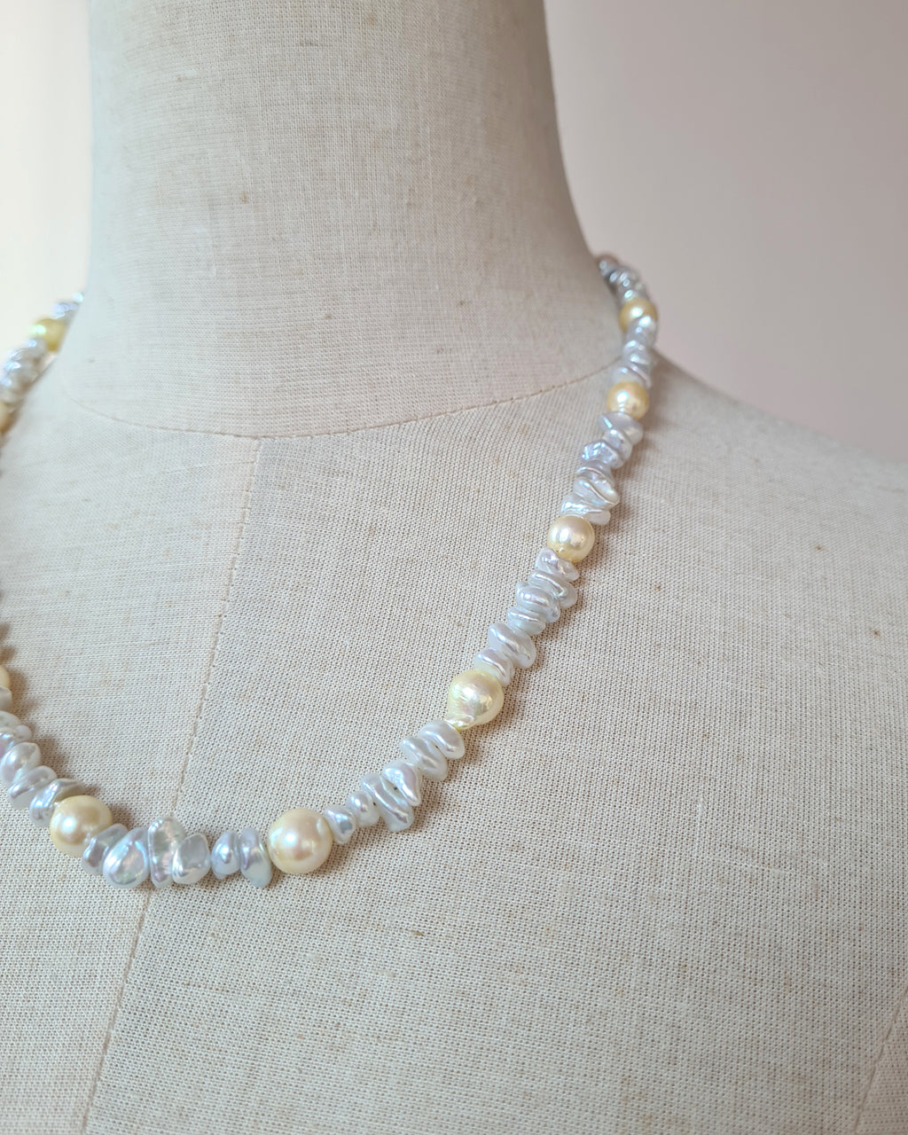 Akoya Pearl Necklace Freshwater Keshi Pearl Necklace, Handmade in Singapore