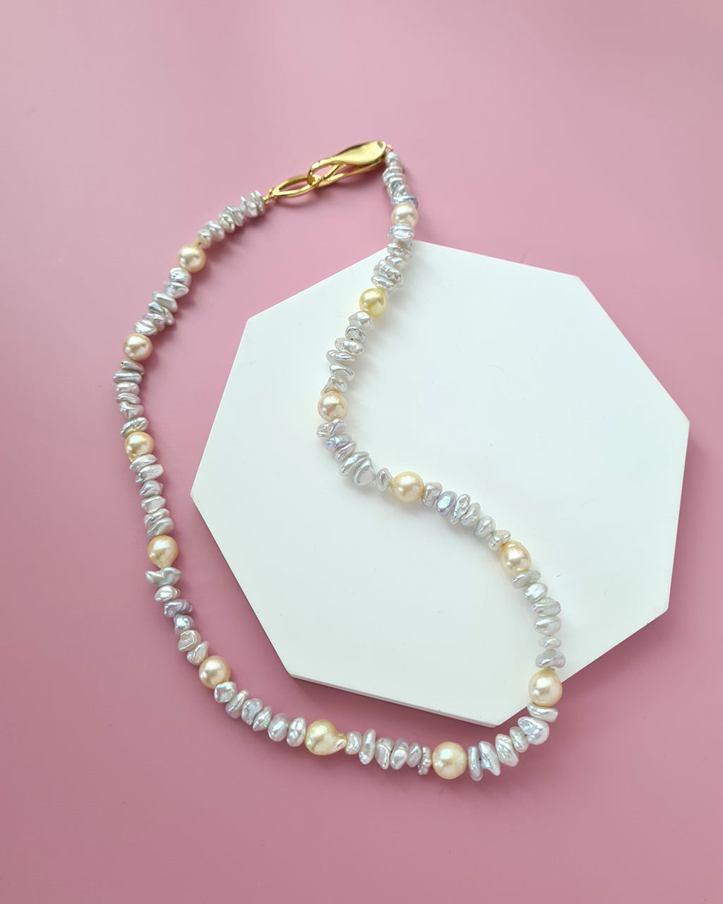 Akoya Pearl Necklace Freshwater Keshi Pearl Necklace, Handmade in Singapore