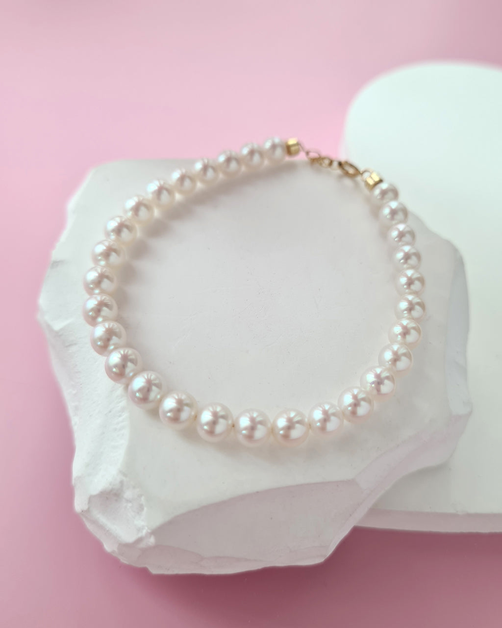 White Akoya Pearl 18K Gold Bracelet - 5mm-5.5mm