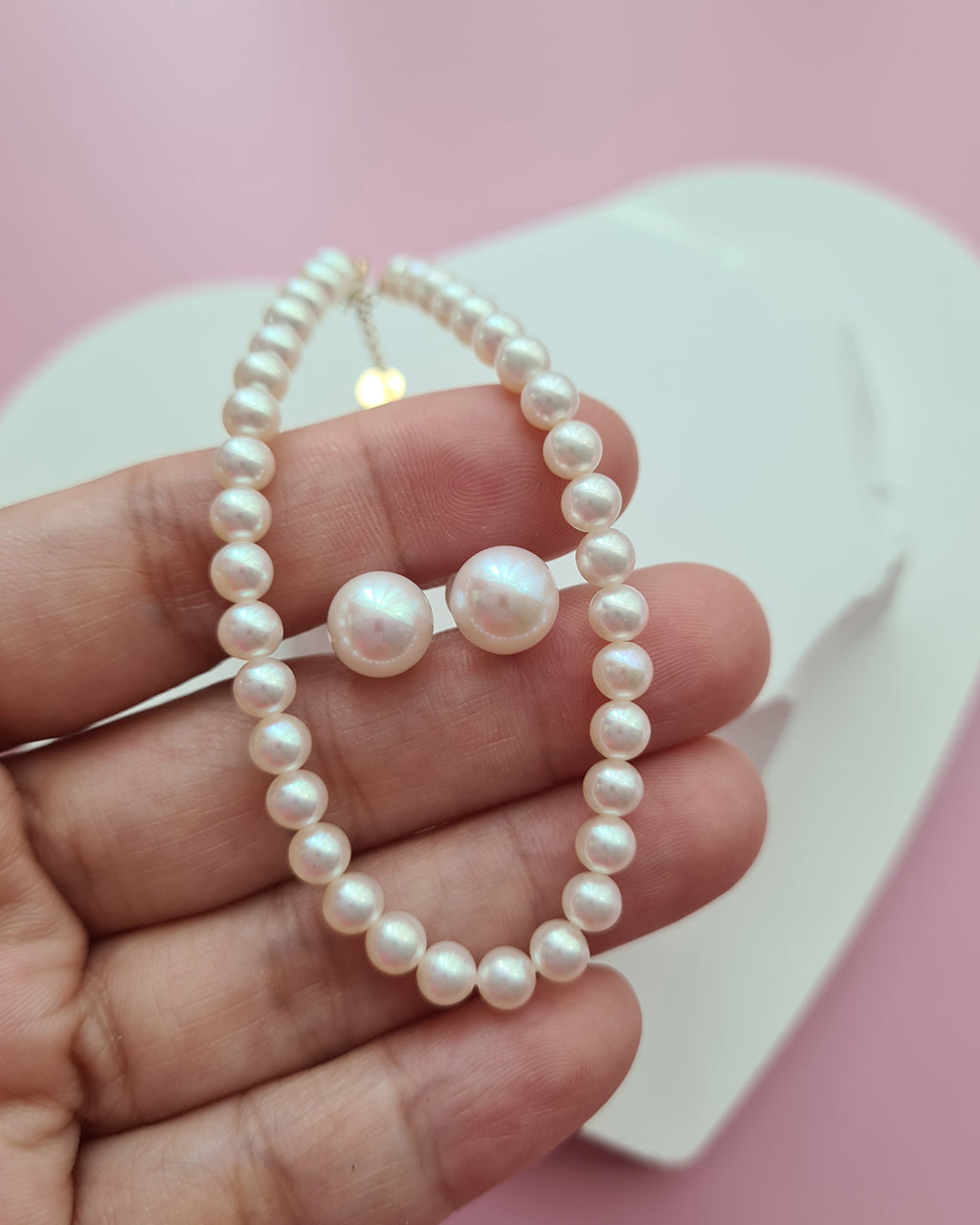 White Akoya Pearl 18K Gold Earrings and Bracelet Jewelry Set Wedding Jewelry for Brides