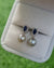 Blue Akoya Pearl Earrings - Oval Halo Navy Pearl Stone with Akoya Pearl Drop Earrings