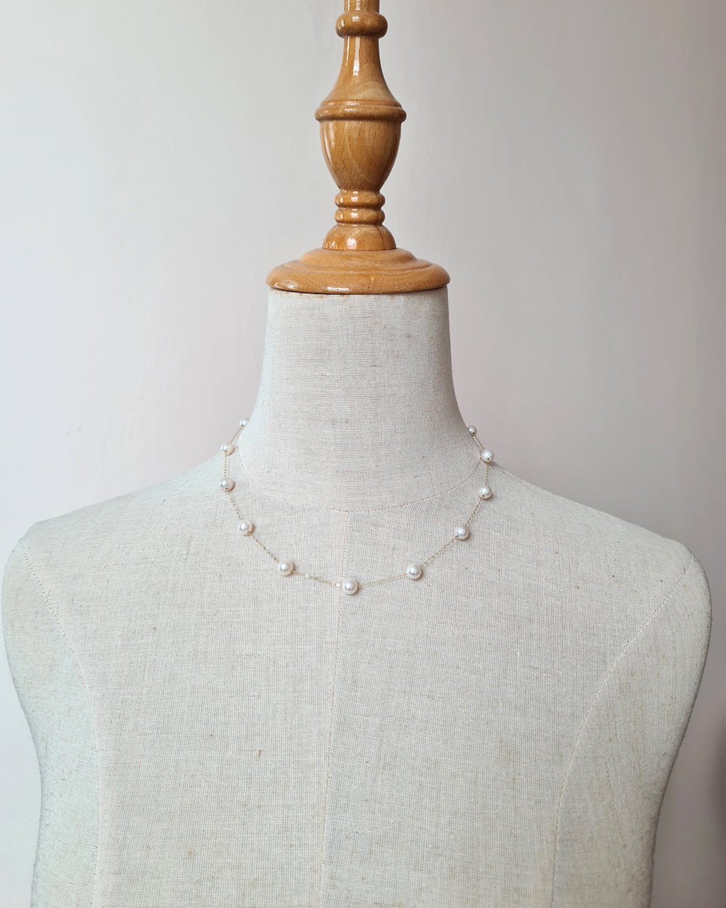 Akoya Pearl Floating Station Necklace - 18k Gold Pearl Jewelry in Singapore