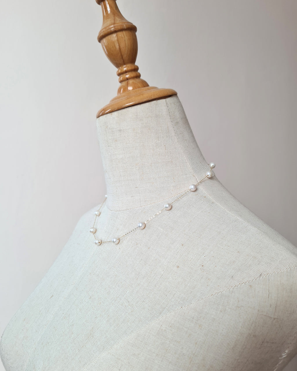 Akoya Pearl Floating Station Necklace - 18k Gold Pearl Jewelry in Singapore