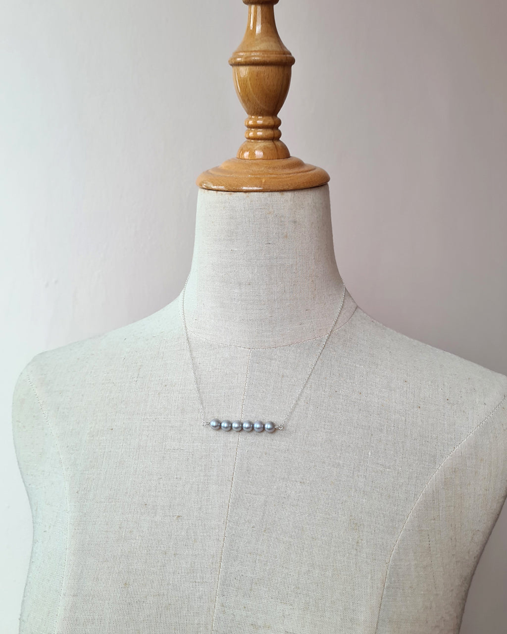 Akoya Pearl Necklace - 6 Pearls Silver Blue Akoya Pearl Jewelry