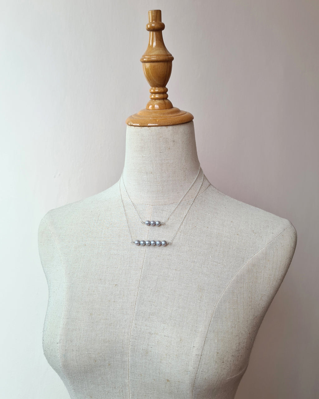 Akoya Pearl Necklace - 6 Pearls Silver Blue Akoya Pearl Jewelry
