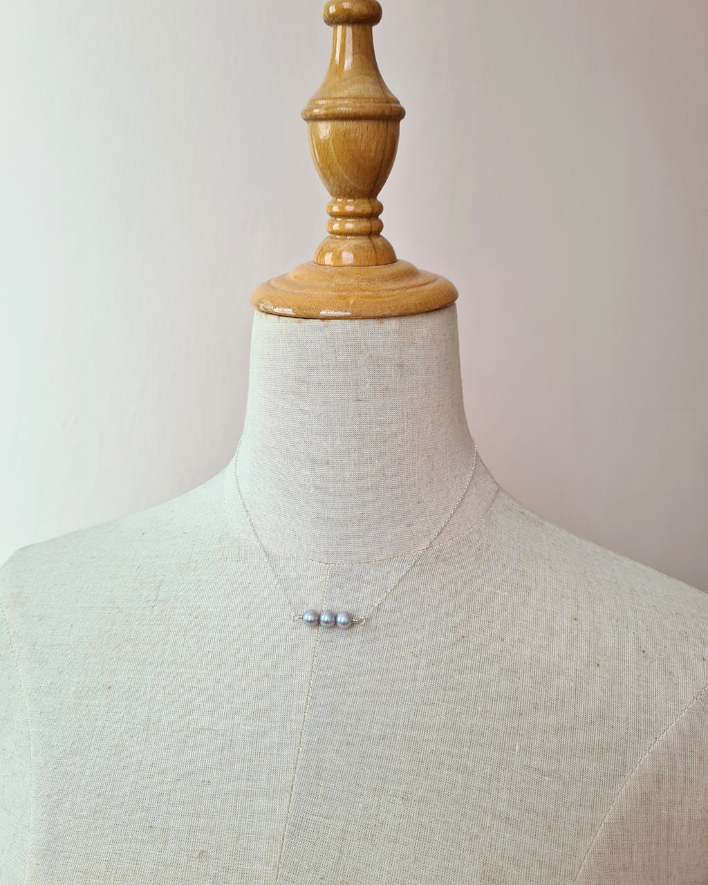 Radiant Trio: Glimmering Akoya Silver-Blue Pearl Necklace Sterling Silver