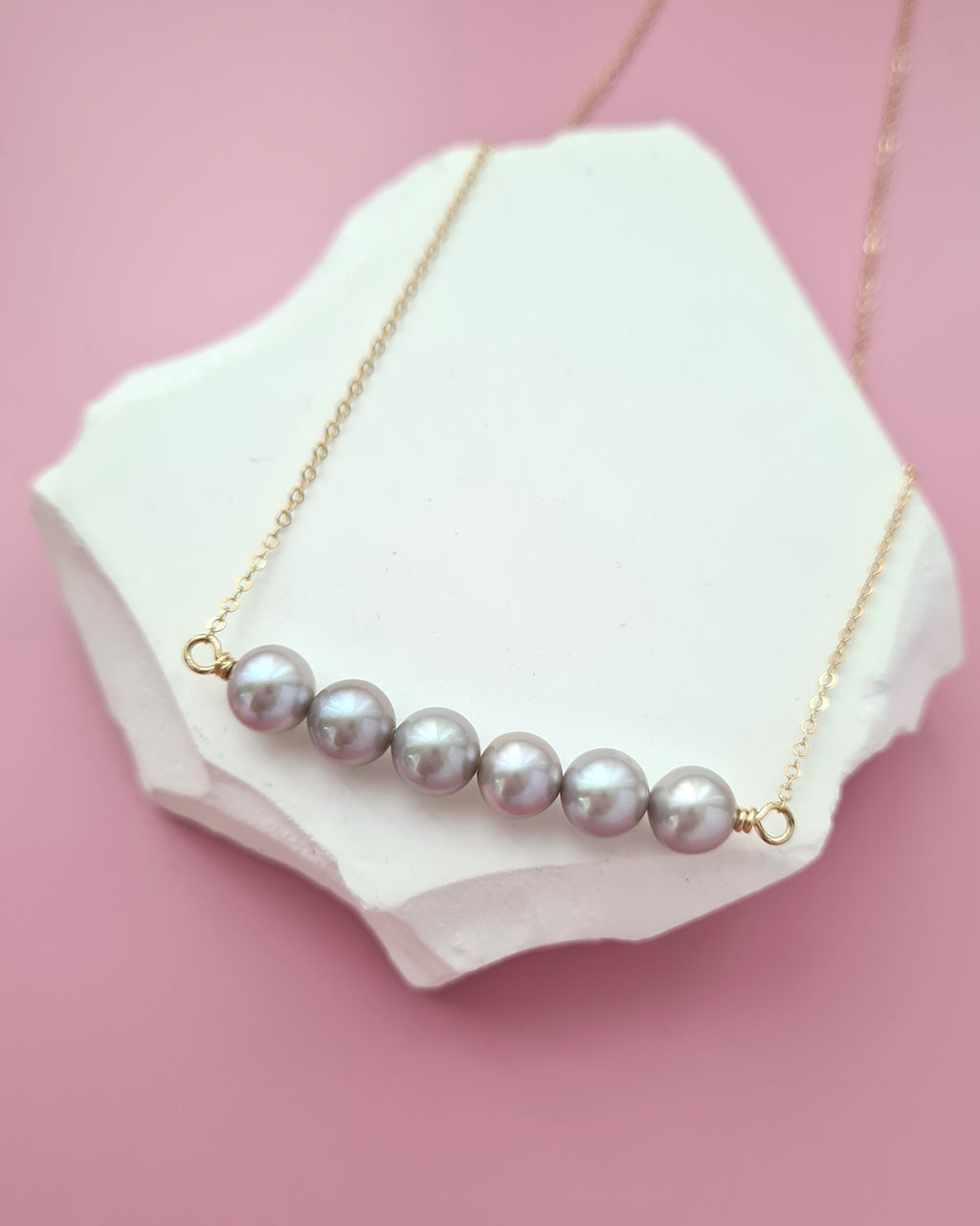 Silver Blue Akoya Pearl Necklace 6 Pearls, Pearl Jewelry in Singapore