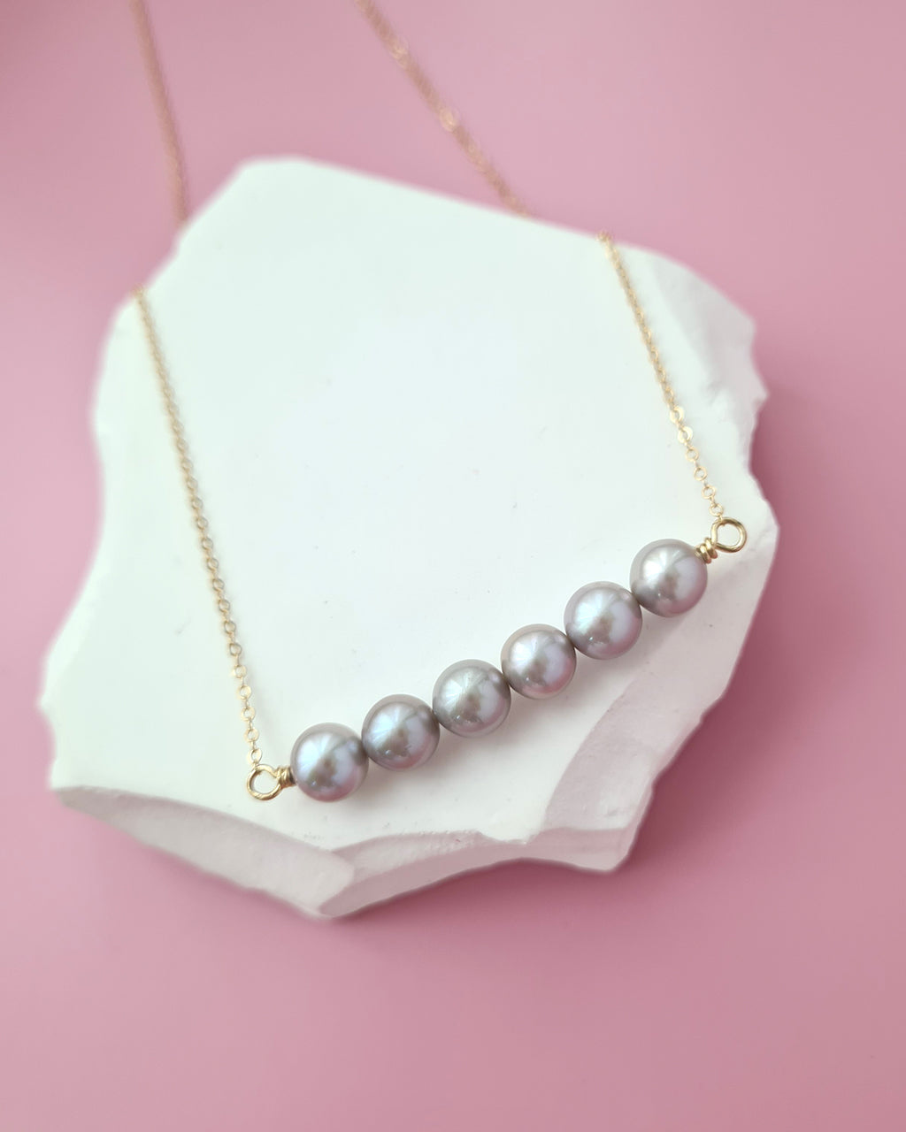 Silver Blue Akoya Pearl Necklace 6 Pearls, Pearl Jewelry in Singapore