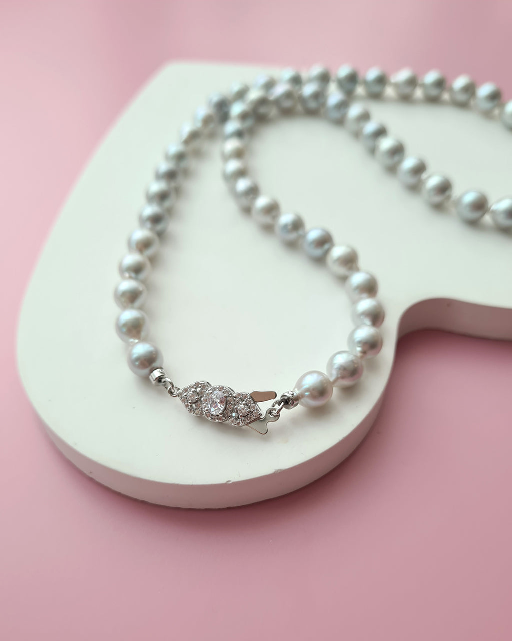Silver Blue Akoya Baroque Pearl Strand Necklace, 925 Sterling Silver Pearl Jewelry in Singapore