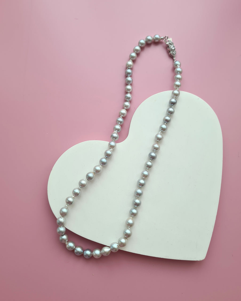 Silver Blue Akoya Baroque Pearl Strand Necklace, 925 Sterling Silver Pearl Jewelry in Singapore