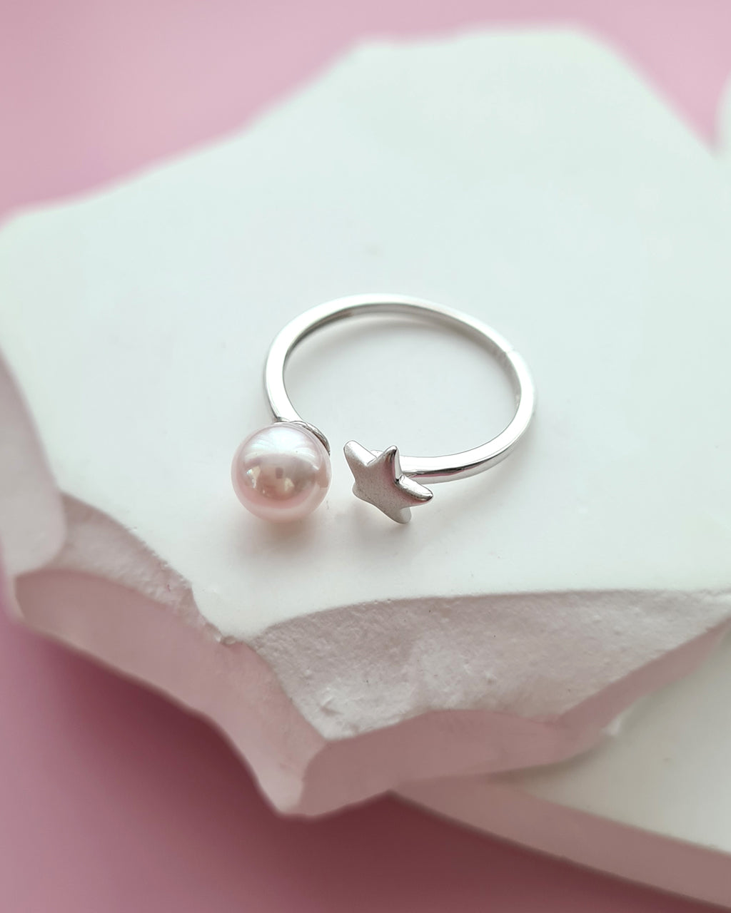 Akoya Pearl Star Open Ring, Handmade Pearl Jewelry in Singapore