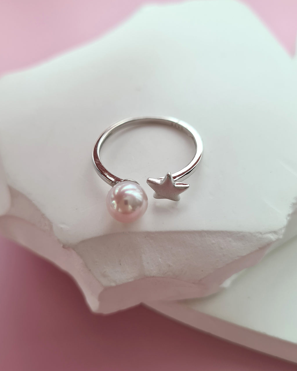 Akoya Pearl Star Open Ring, Handmade Pearl Jewelry in Singapore