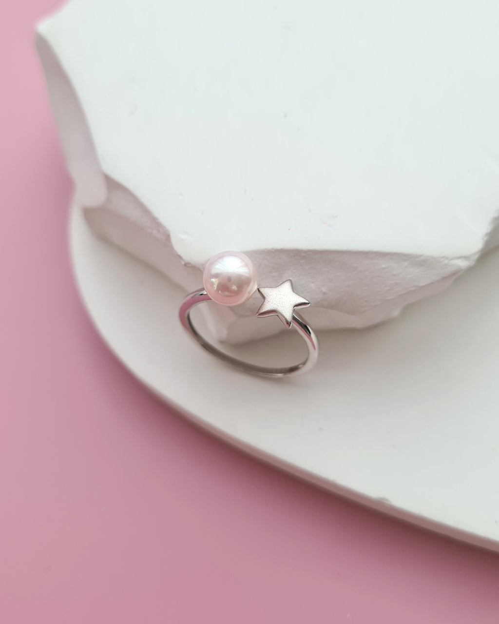 Akoya Pearl Star Open Ring, Handmade Pearl Jewelry in Singapore