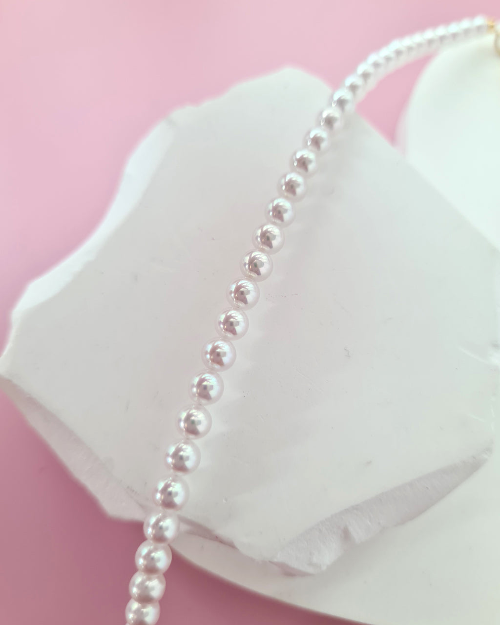 White Akoya Pearl 18K Gold Strand Necklace - 4.5mm-5mm, Pearl Jewelry in Singapore