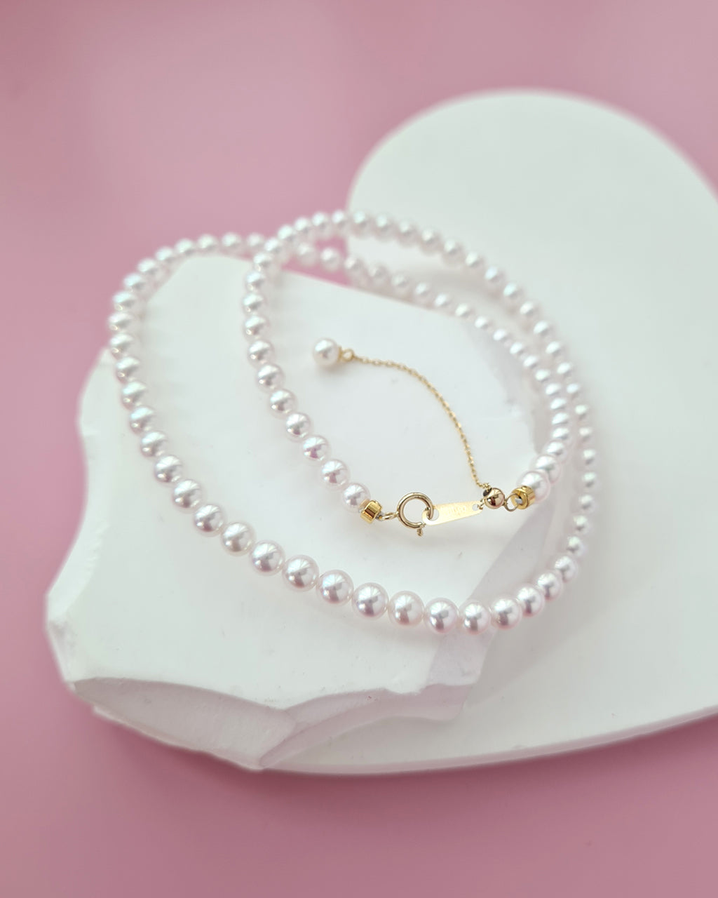 White Akoya Pearl 18K Gold Strand Necklace - 4.5mm-5mm, Pearl Jewelry in Singapore