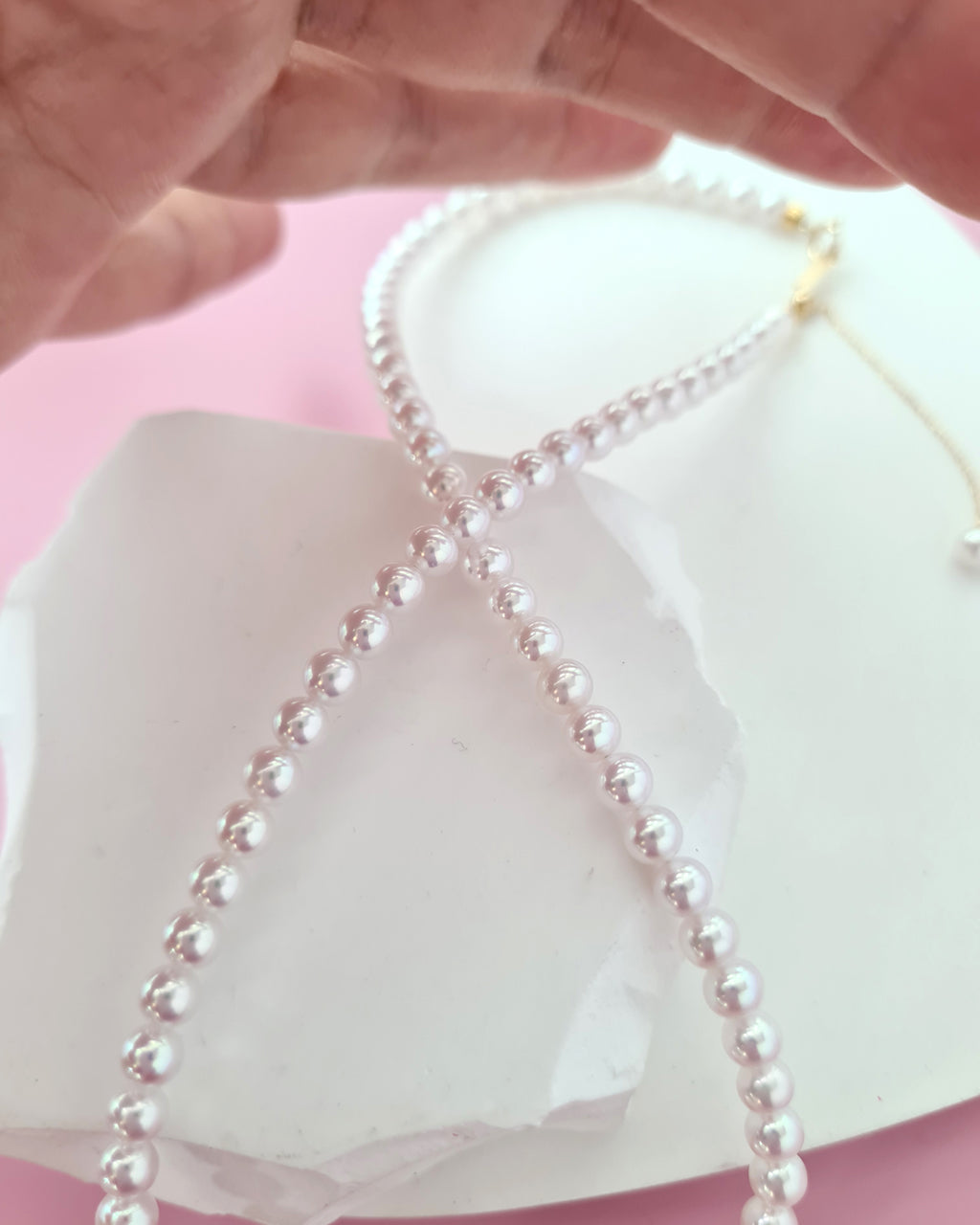 White Akoya Pearl 18K Gold Strand Necklace - 4.5mm-5mm, Pearl Jewelry in Singapore