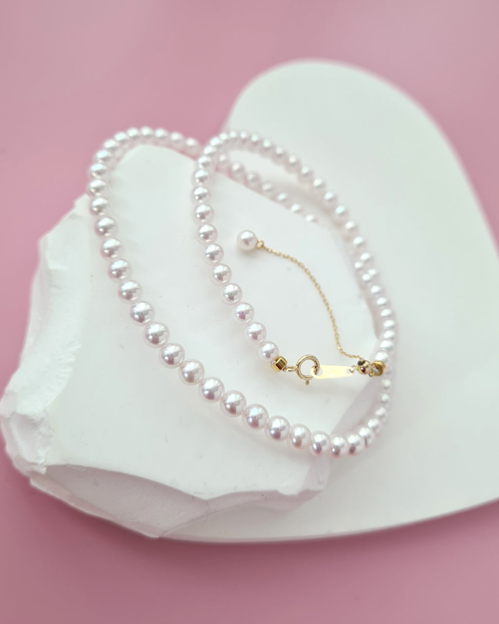 White Akoya Pearl 18K Gold Strand Necklace - 4.5mm-5mm, Pearl Jewelry in Singapore