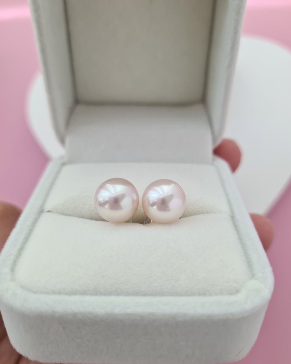 White Akoya Pearl 18K Gold Stud Earrings - 9mm to 9.5mm TEN-NYO