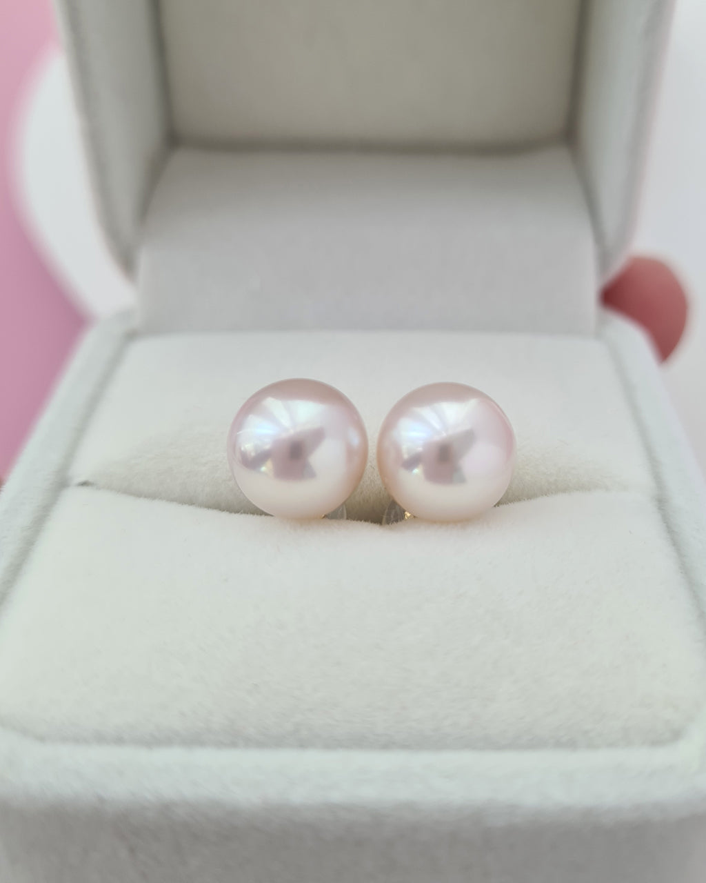 White Akoya Pearl 18K Gold Stud Earrings - 9mm to 9.5mm TEN-NYO