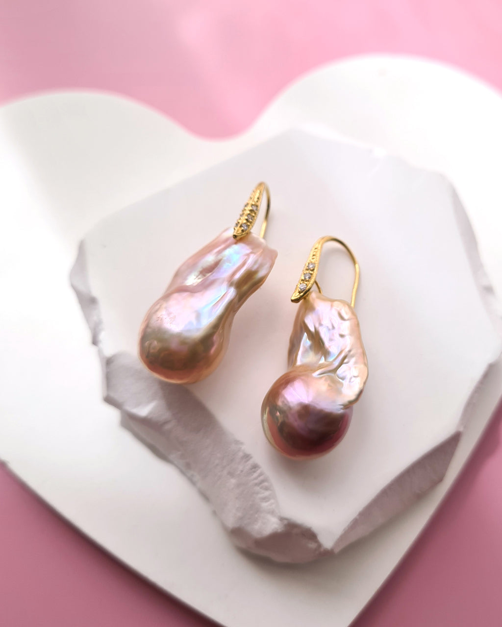 Baroque Pearl Earrings with Gold Sterling Silver Earrings Golden Pink Purple Pearl Jewelry