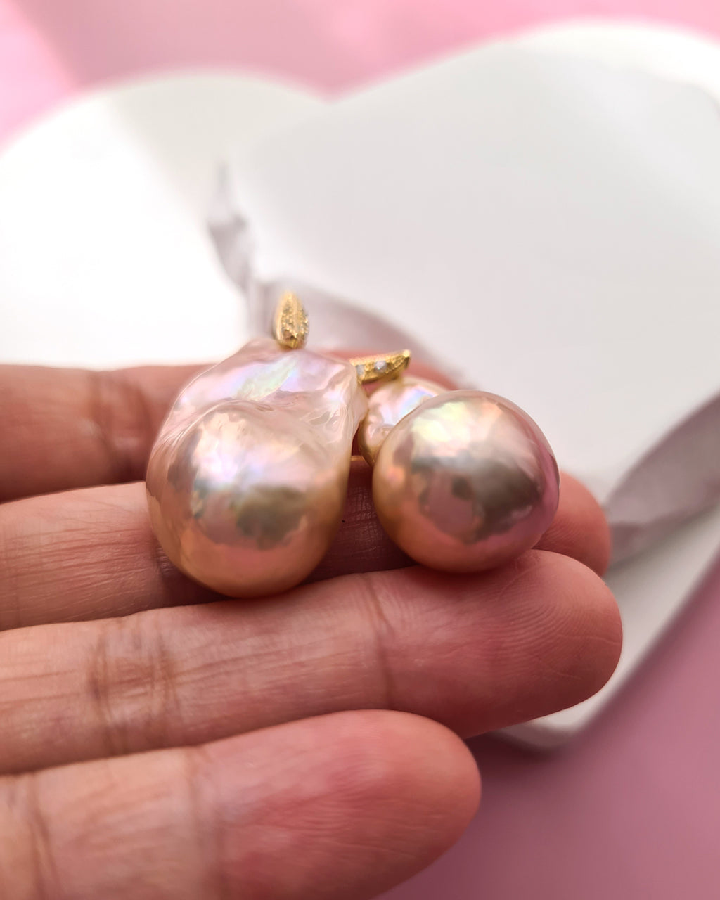Baroque Pearl Earrings with Gold Sterling Silver Earrings Golden Pink Purple Pearl Jewelry