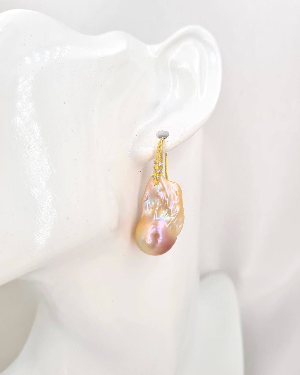 Baroque Pearl Earrings with Gold Sterling Silver Earrings Golden Pink Purple Pearl Jewelry