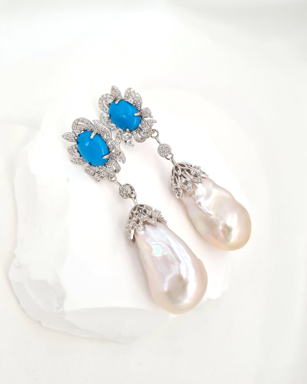 Blue freshwater pearl earrings hot sale