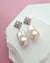 Large White Baroque Pearl Earrings - Star burst Earrings