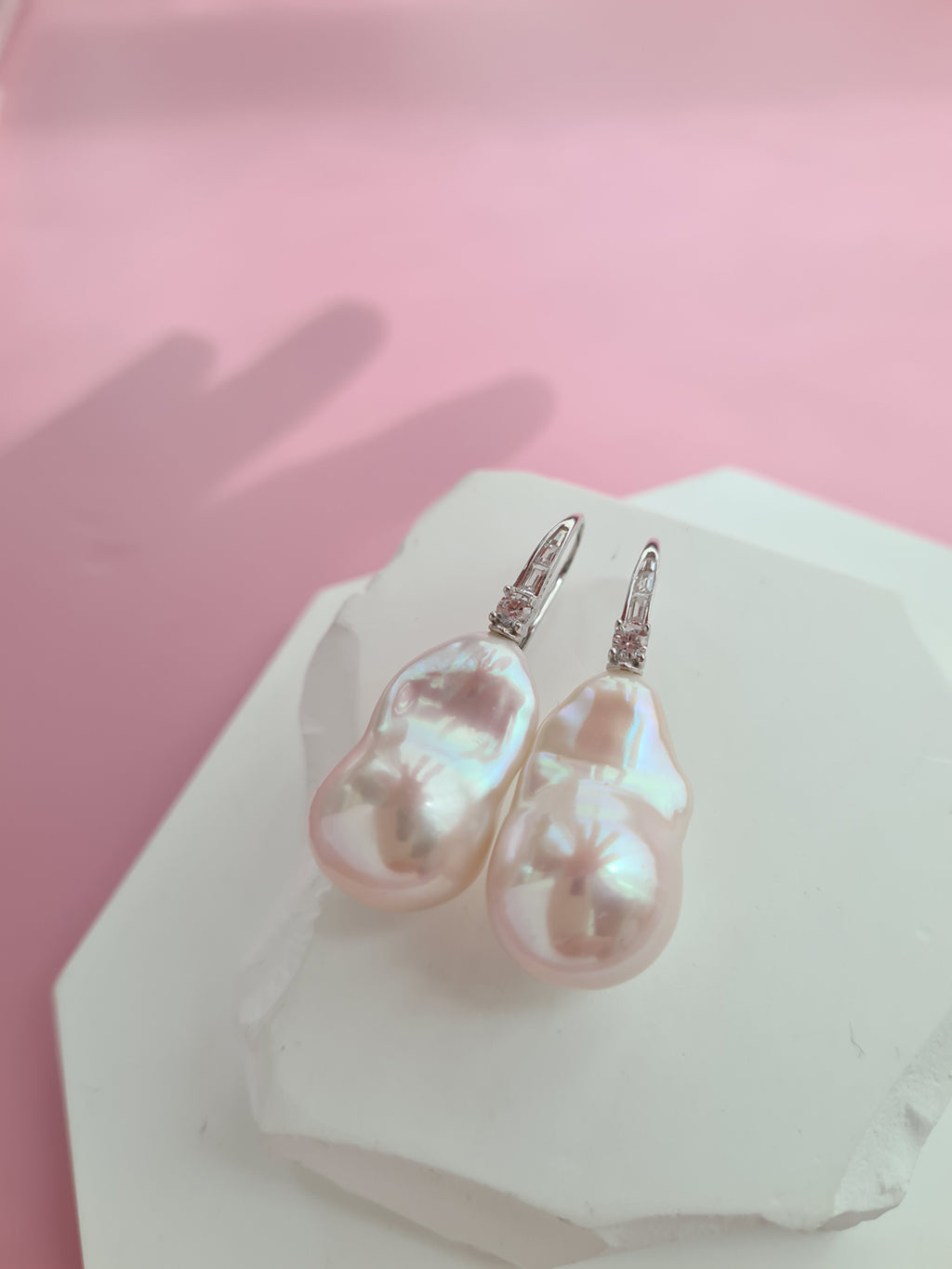 Big White Freshwater Baroque Pearl Earrings for Brides and Wedding 