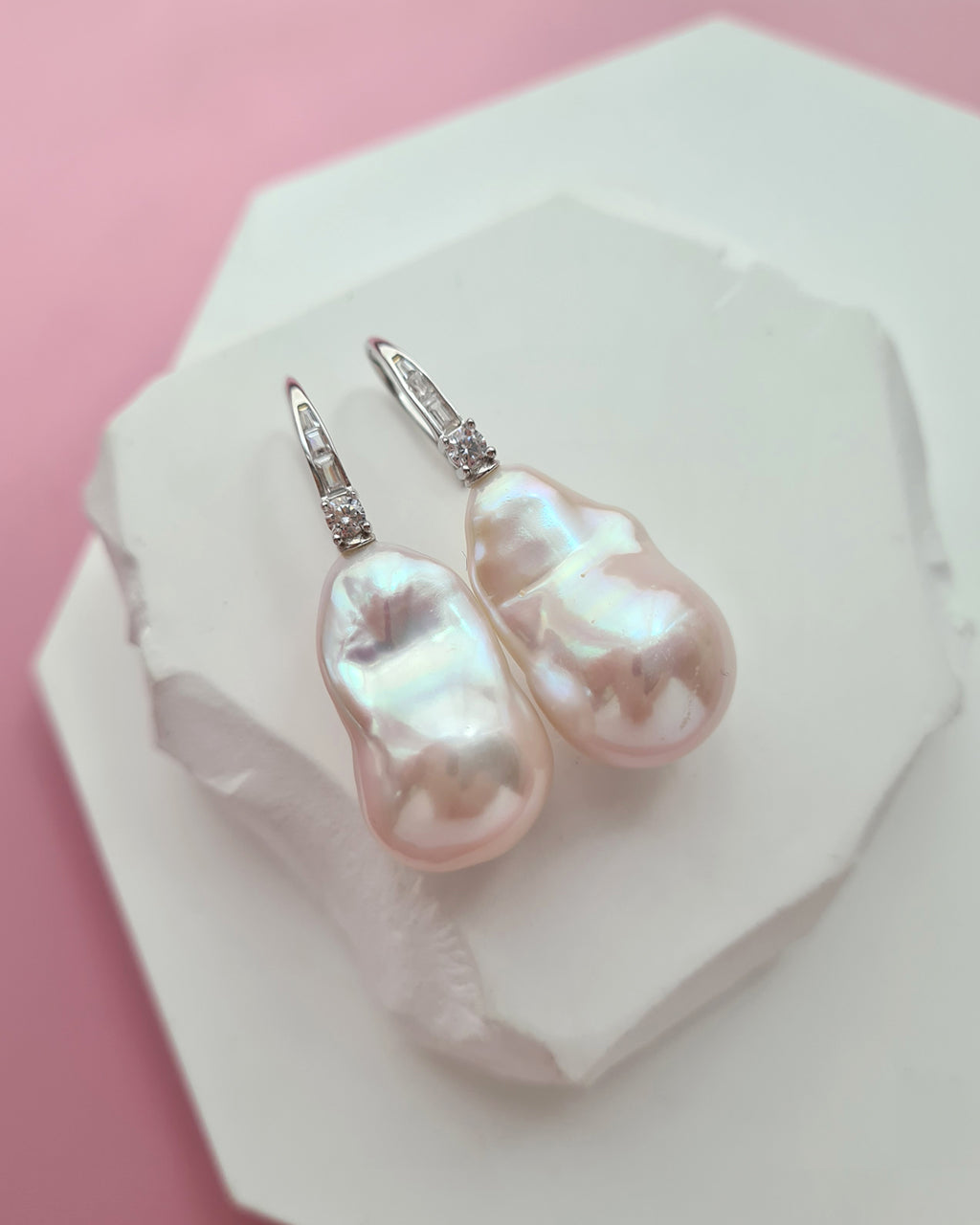 Big White Freshwater Baroque Pearl Earrings for Brides and Wedding 
