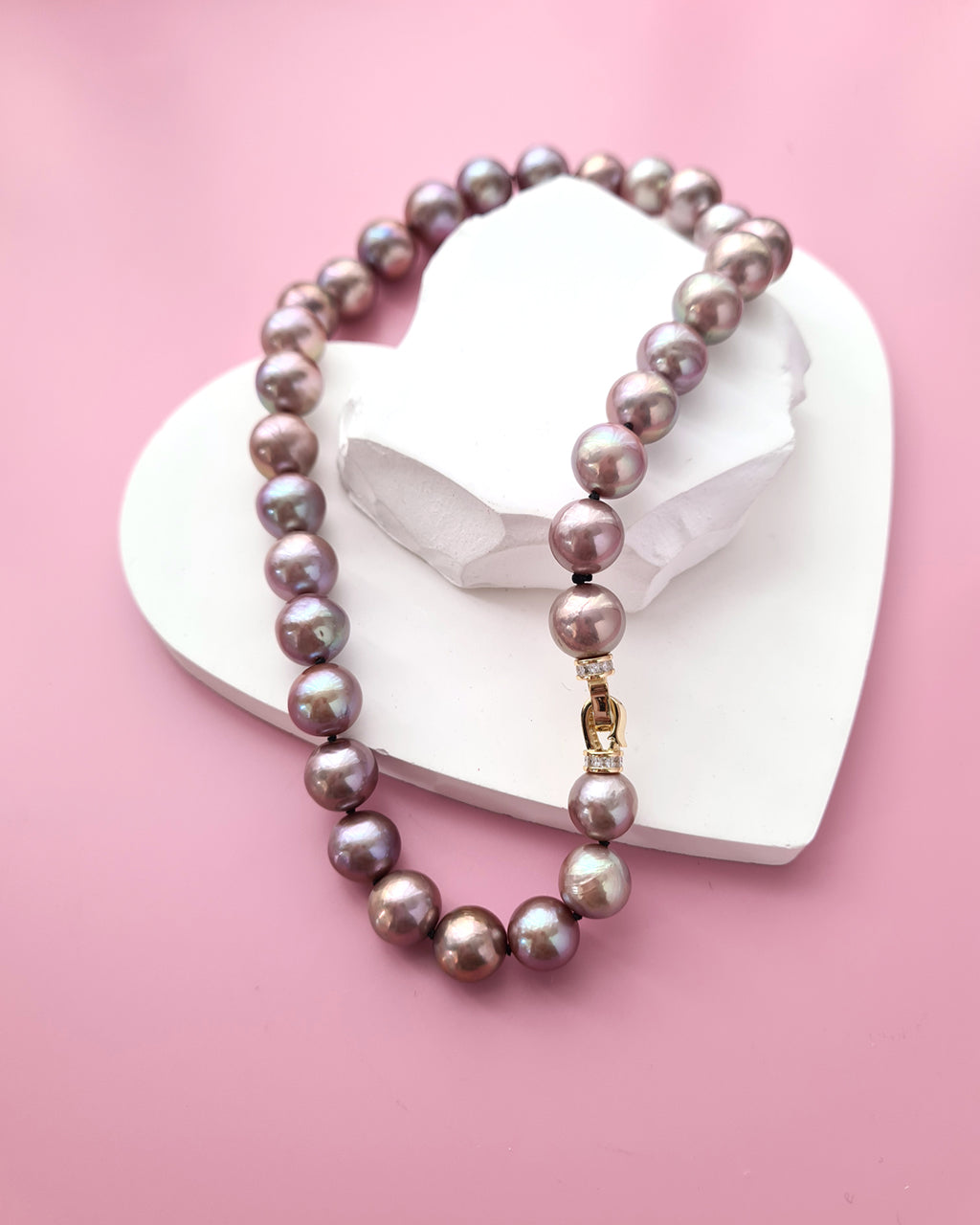 Metallic Purple Pearl Strand Necklace - Traditional Pearl Knotting, Pearl Jewelry in Singapore