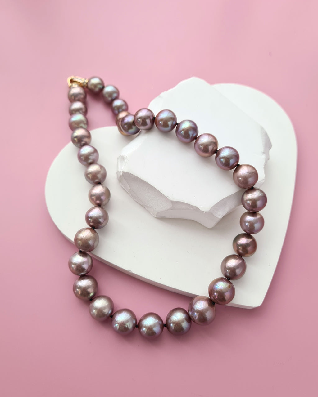 Metallic Purple Pearl Strand Necklace - Traditional Pearl Knotting, Pearl Jewelry in Singapore
