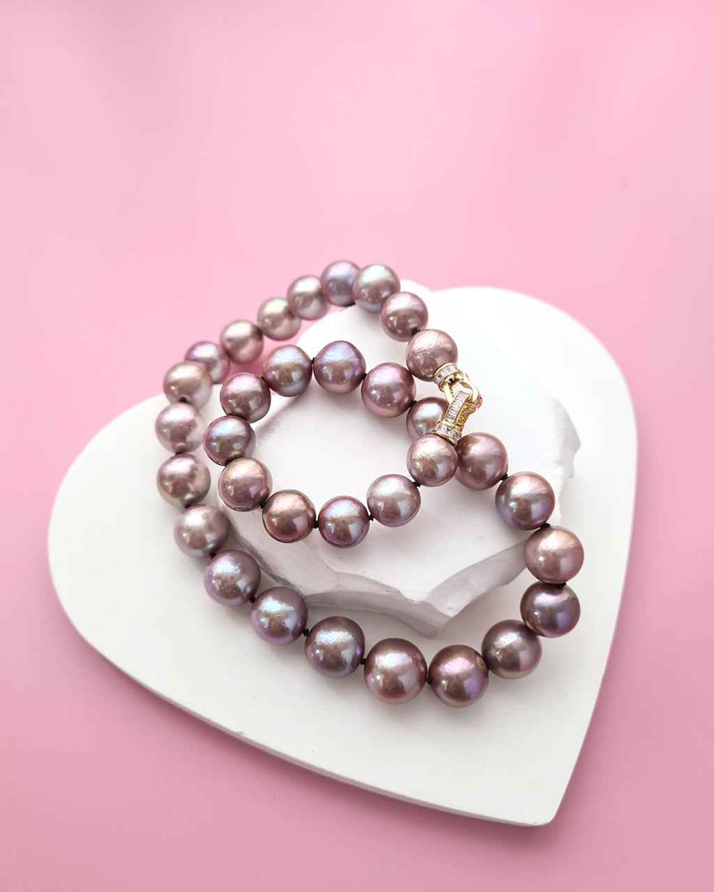 Metallic Purple Pearl Strand Necklace - Traditional Pearl Knotting, Pearl Jewelry in Singapore
