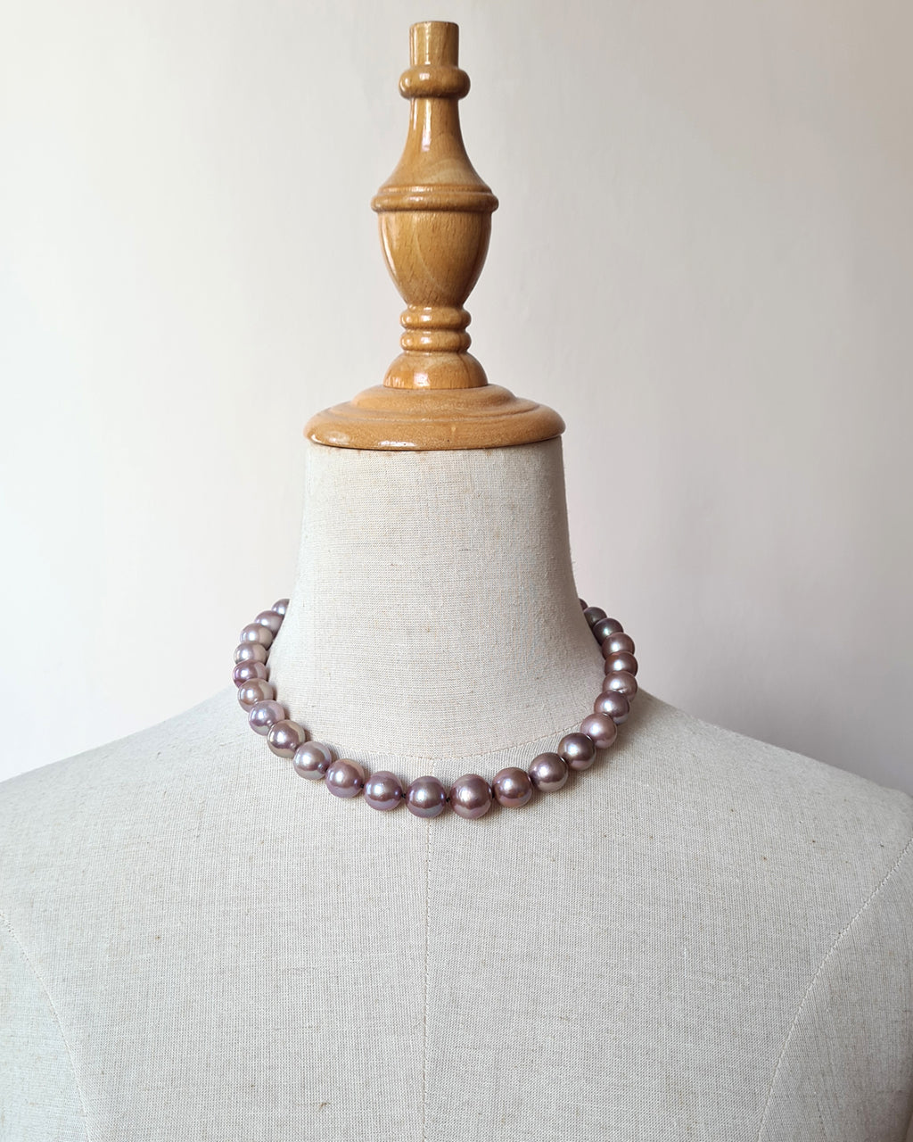 Metallic Purple Pearl Strand Necklace - Traditional Pearl Knotting, Pearl Jewelry in Singapore