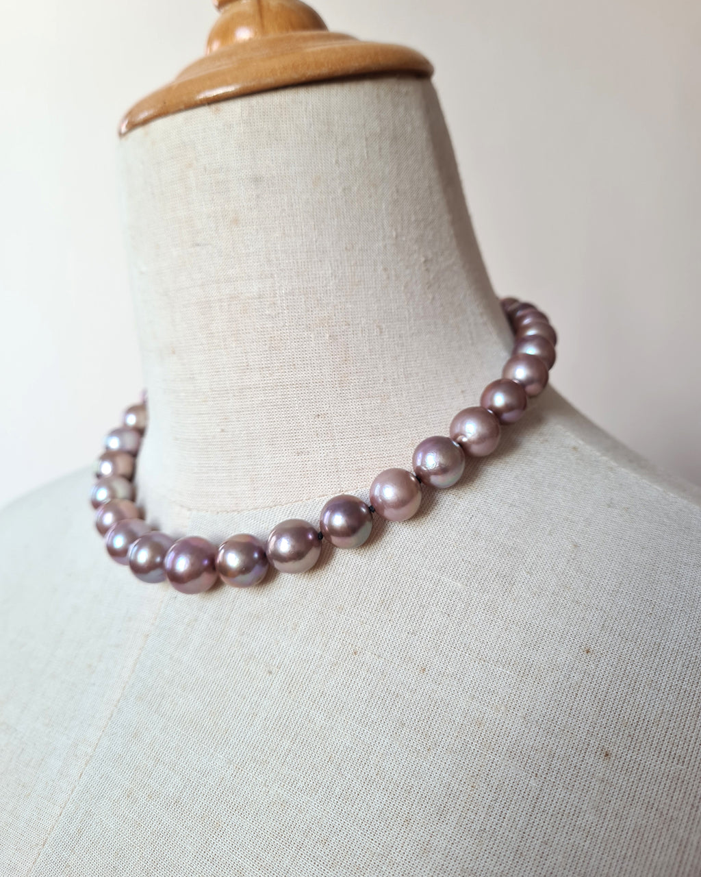 Metallic Purple Pearl Strand Necklace - Traditional Pearl Knotting, Pearl Jewelry in Singapore