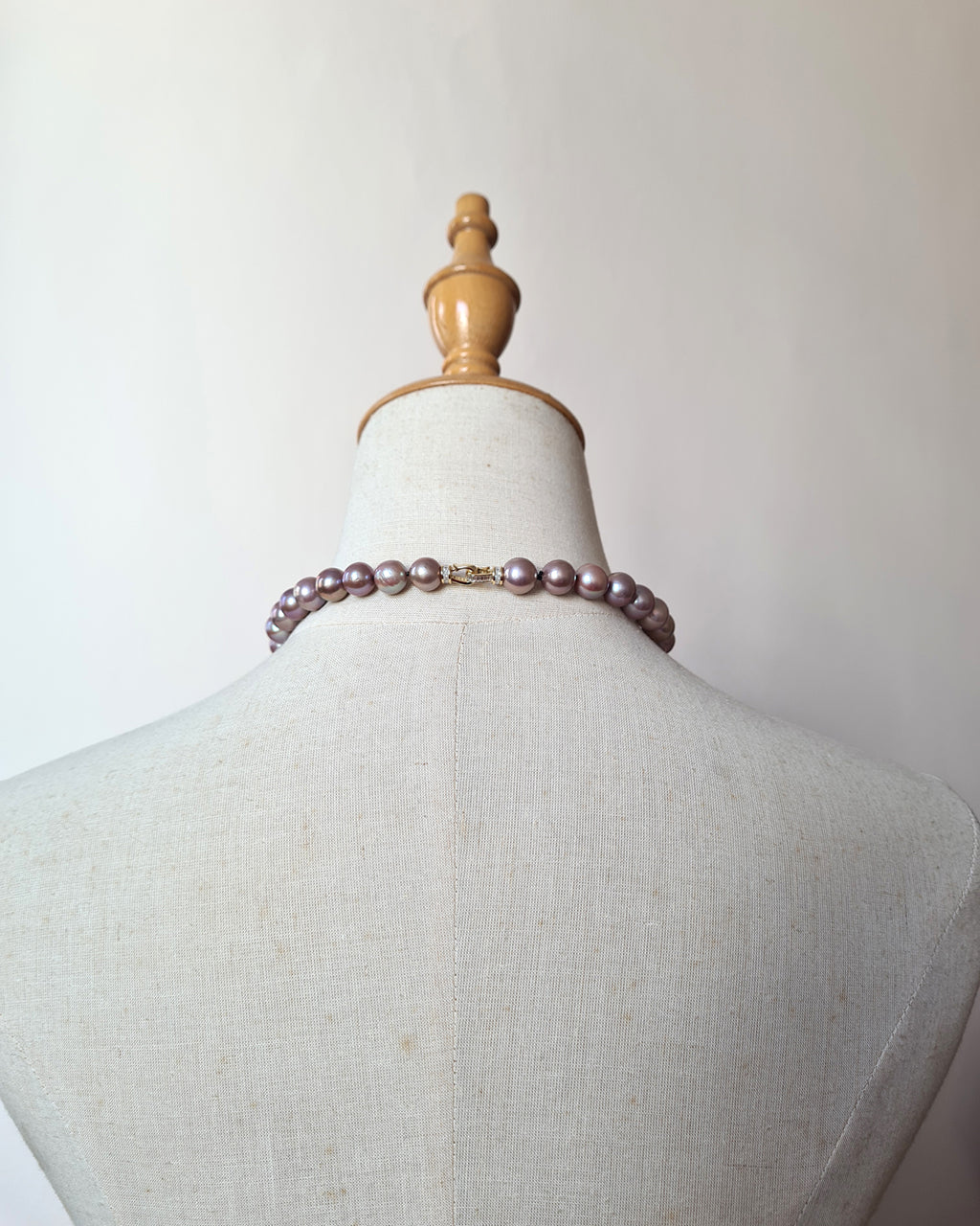 Metallic Purple Pearl Strand Necklace - Traditional Pearl Knotting, Pearl Jewelry in Singapore