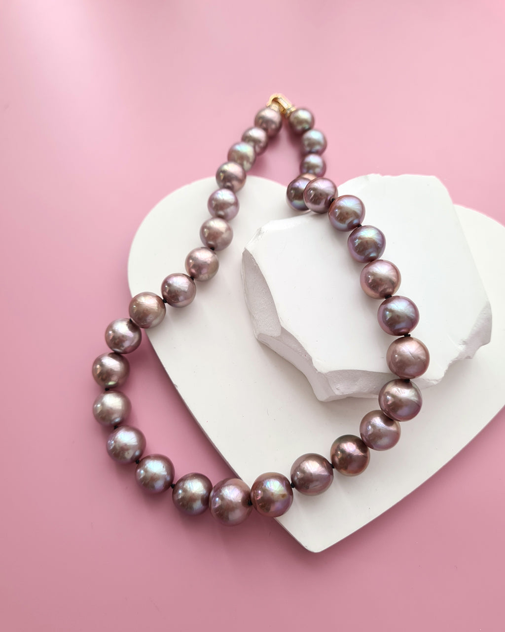 Metallic Purple Pearl Strand Necklace - Traditional Pearl Knotting, Pearl Jewelry in Singapore