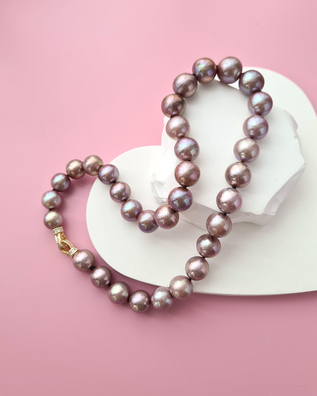 Metallic Purple Pearl Strand Necklace - Traditional Pearl Knotting, Pearl Jewelry in Singapore