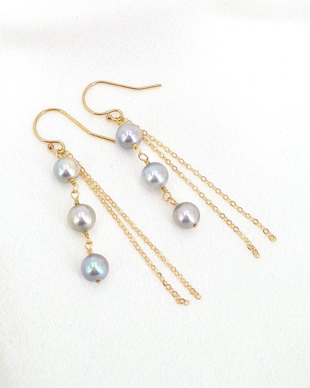 Blue akoya online pearl earrings