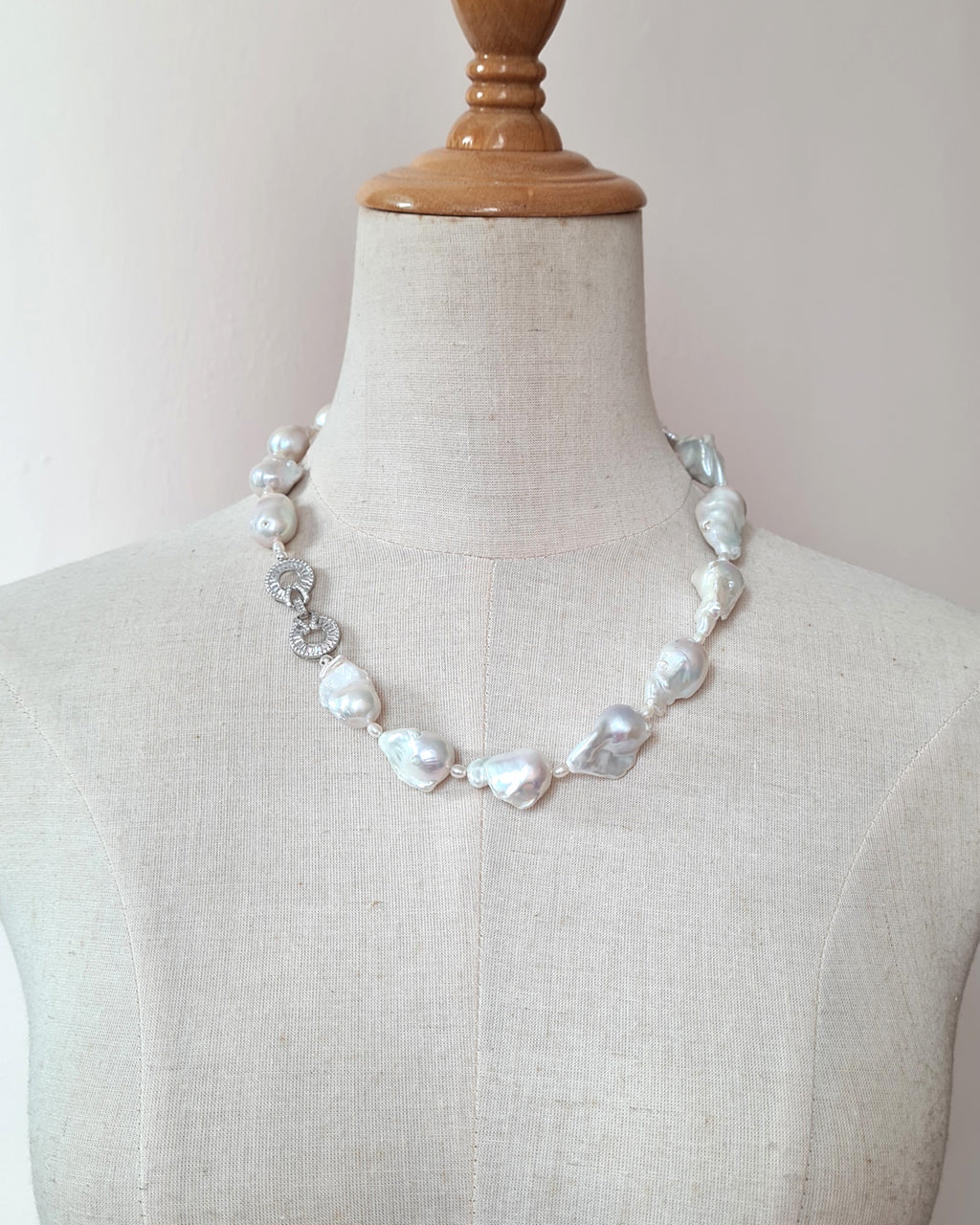 White Baroque Pearl Strand Necklace Contemporary Statement Glitz And Love