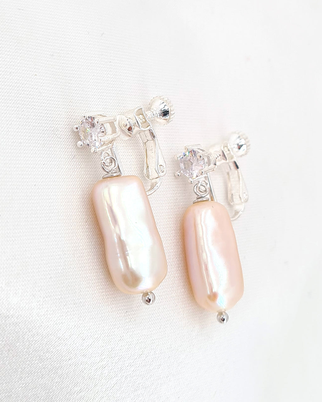 Clip-on Earrings with Freshwater Baroque Pearls | Handmade Pearl Jewelry Singapore